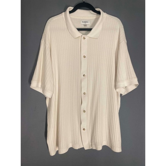 Goodfellow & Co Other - Minimalist Cream Ribbed Knit Button Down Polo Shirt Quiet Luxury Mens XXL